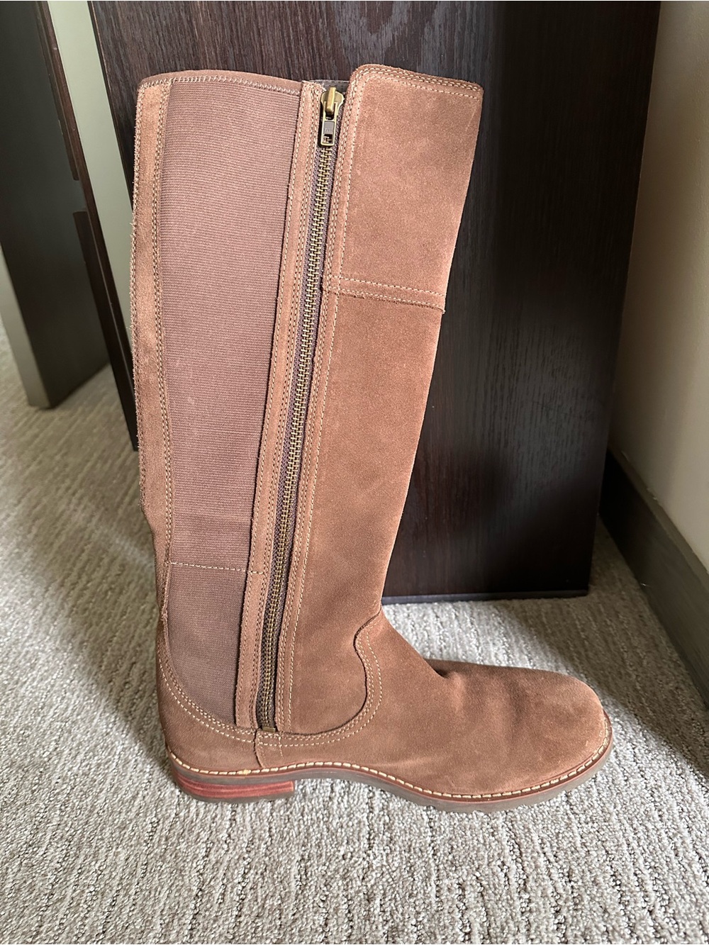 Ariat Cognac Suede Zip Riding Boots
